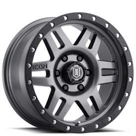 17" ICON Alloys Wheels Six Speed Gunmetal with Black Ring Off-Road Rims
