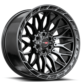 24" Vortek Off-Road VRP-503 Inferno Black with Diamond Cut Ring and Dark Tint Rims   