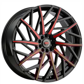 20" Revolution Racing Wheels RR21 Black with Red Face Rims