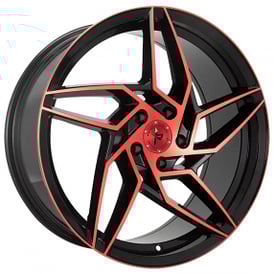 20" Impact Racing Wheels 605 Black with Red Machined Face Rims