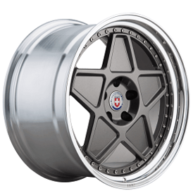 22" Staggered HRE Wheels 505 Gloss Charcoal Center with Polished Clear Barrel Forged Rims