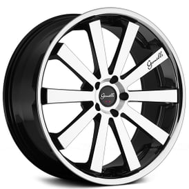 22x9/10.5" Gianelle Santo 2SS Black Machined with Chrome Lip Wheels (5x115/120, +15/25mm)