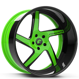 21" Forgiato Wheels TWZ-1 2-Tone Gloss Black with Lime Green Accents Forged Rims 