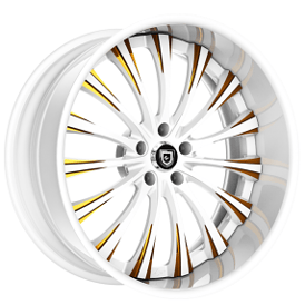 21" Lexani Forged Wheels LF-762 Rogue Gloss White with Brushed Gold Accents Rims