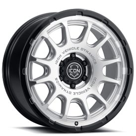 20" ICON Alloys Wheels Rancho Silver Machined with Gloss Black Lip Off-Road Rims