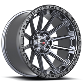 20" Vortek Off-Road VRT-601 Spartan Matte Titanium with Black Bead Ring Rims  