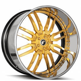 21" Forgiato Wheels Sedici Gold over Chrome with Chrome Lip Forged Rims 