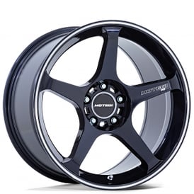 18" Staggered Motegi Racing Wheels MR159 Battle V Obsidian Blue with Machined Lip Stripe Flow Formed Rims