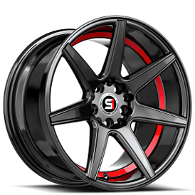 18" SPEC-1 Wheels SP-73 Gloss Black with Red Undercut Rims  