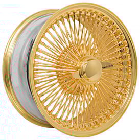 16x7" LA Wire Wheels FWD 100-Spoke Straight Lace American Gold Plating Rims