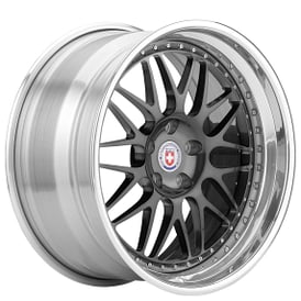 21" Staggered HRE Wheels 540C Polished Dark Clear Center with Polished Clear Outer and Inner Barrel Forged Rims