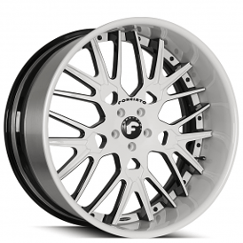24" Forgiato Wheels Fratello 2-Tone Gloss White Face with Black Window and White Lip Forged Rims 