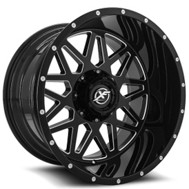 22" XF Off-Road Wheels XF-211 Gloss Black Milled Rims 