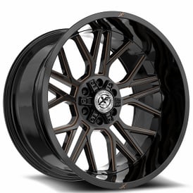 20" XF Off-Road Wheels XF-235 Gloss Black with Bronze Milled Rims   