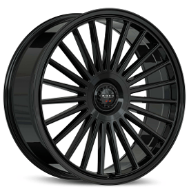24" Staggered Koko Kuture Wheels Parlato Gloss Black Flow Formed Spindle Cap Rims