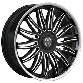 22" Massiv Wheels 928 Fuego Black Milled with SS Lip and Floating Cap Rims