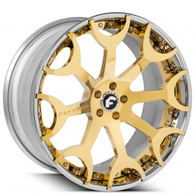 22" Staggered Forgiato Wheels Capolavaro-ECL Gold with Chrome Lip Forged Rims