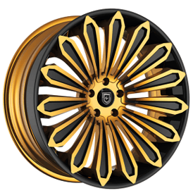 24" Lexani Forged Wheels LZ-757 Crypto Brushed Gold Face with Black Accents and Lip Rims