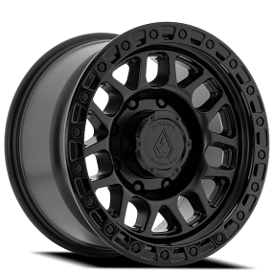 18" Arena Wheel Co A119 Boost Satin Black Center with Gloss Black Lip 8-Lug Off-Road Rims 