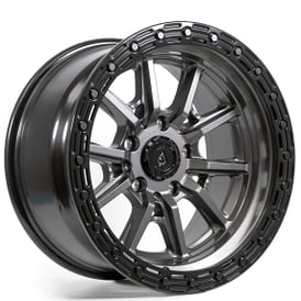 17" Arena Wheel Co  A106 Trek Gunmetal Center with Gloss Black Lip 5-Lug Off-Road Rims    