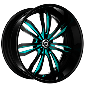 22" Lexani Forged Wheels LF-763 Gloss Black with Teal Accents Rims