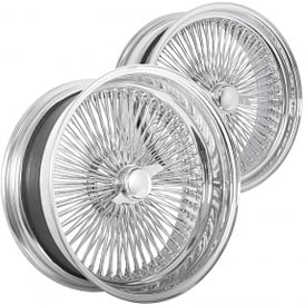 20x8" LA Wire Wheels Staggered Standard/Reverse 150-Spoke Straight Lace Chrome Rims 