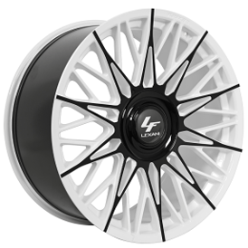 22" Staggered Lexani Wheels Newport-XL Custom White with Gloss Black Accents Rims  