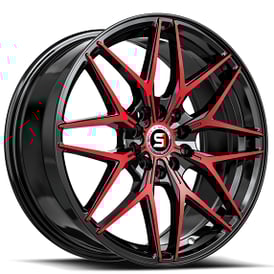 17" SPEC-1 Wheels SP-60 Gloss Black with Red Machined Rims 