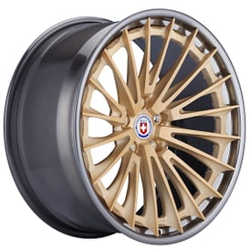 22" Staggered HRE Wheels S209H Frozen Gold Center with Polished Dark Clear Outer and Inner Forged Rims