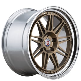 22" Staggered HRE Wheels 301 Satin Bronze Center with Polished Clear Barrel Forged Rims