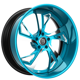 21" Lexani Forged Wheels LF-756 Jade Chrome with Cyan Blue Accents Face and Lip Rims