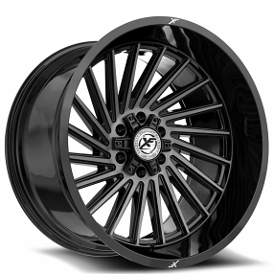 20" XF Off-Road Wheels XF-239 Gloss Black with Brushed Double Dark Tint Rims  