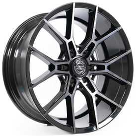 22" Select Precision Alloys Wheels S102 Alpine Gloss Black Brushed DDT with Face Clear 6-Lug Rims 