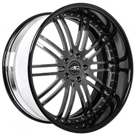 20" AC Forged Wheels ACF707 Carbon Fiber Finish with Black Lip Three Piece Rims 