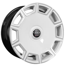 22" Staggered Koko Kuture Wheels Sicily Custom White with Machined Face Floating Cap Rims