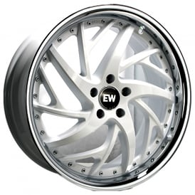 20" Elegance Wheels Winner Gloss White Face with Stainless Steel Lip Flow Formed Floating Cap Rims