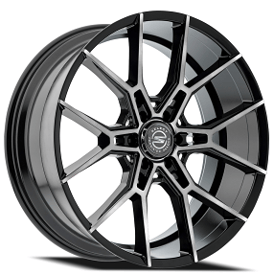 24" Select Precision Alloys Wheels S102 Alpine Gloss Black Brushed DDT with Face Clear 6-Lug Rims 