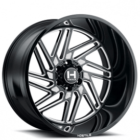24" Hostile Wheels H116 Jigsaw Gloss Black with Milled Accents Off-Road Rims