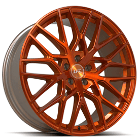 20" Staggered Luxxx Alloys Wheels Lux LFF01 Pista Sunset Orange with Brushed Face Flow Formed Rims