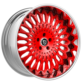26" Lexani Forged Wheels LF-742 Petrus Rose Red Face with Chrome Lip Rims