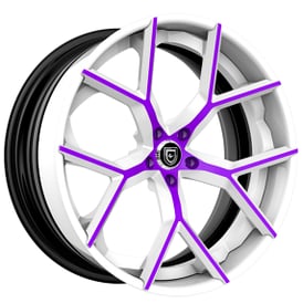 19" Lexani Forged Wheels LZ-739 Macallan Gloss White with Candy Purple Accents Rims