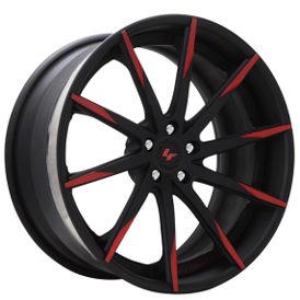19" Staggered Lexani Forged Wheels LZ-101 Gloss Black with Red Accents Rims