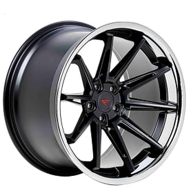 22" Staggered Ferrada Wheels CM2 Custom Matte Black with Chrome Lip Rims