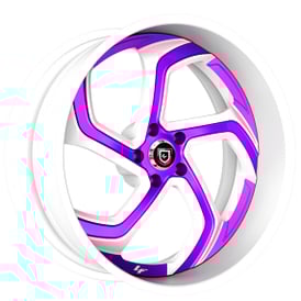 21" Staggered Lexani Forged Wheels LF-761 Swift White with Candy Purple Accents Rims