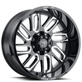 20" Luxxx HD Wheels LHD18 Gloss Black Milled Off-Road Rims