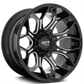 20" Moto Metal Wheels MO808 Sniper Gloss Black Milled Off-Road Rims