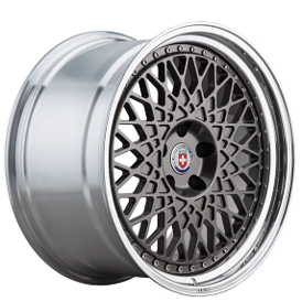 20" Staggered HRE Wheels 501 Gloss Charcoal Center with Polished Clear Barrel Forged Rims