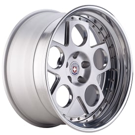 20" HRE Wheels 454 Brushed Clear Face with Polished Clear Windows and Polished Clear Outer and Gloss Silver Inner Forged Rims