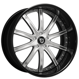 21" Staggered Lexani Forged Wheels LF-709 Brushed Silver Face with Black Lip Rims