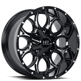 22" Hardrock Wheels H713 Horseshoe Gloss Black Milled Off-Road Rims